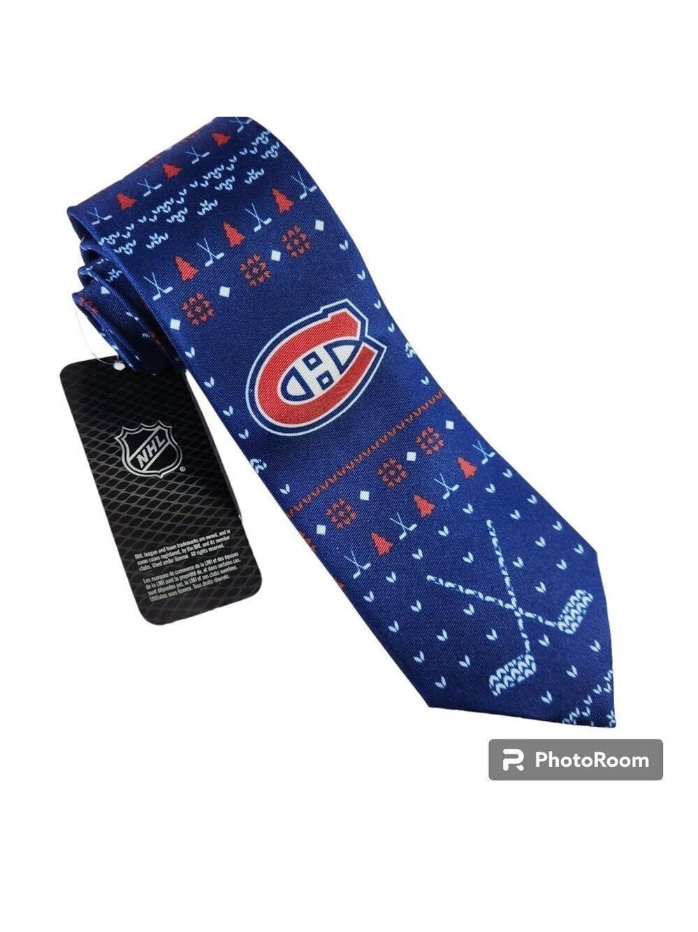 Montreal Canadians Necktie NHL Calhoun Hockey Sticks All Over Design